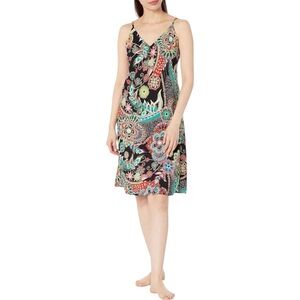 Natori Peizuri Slip Size XS Whimsical Floral Print Knee Length V-Neckline